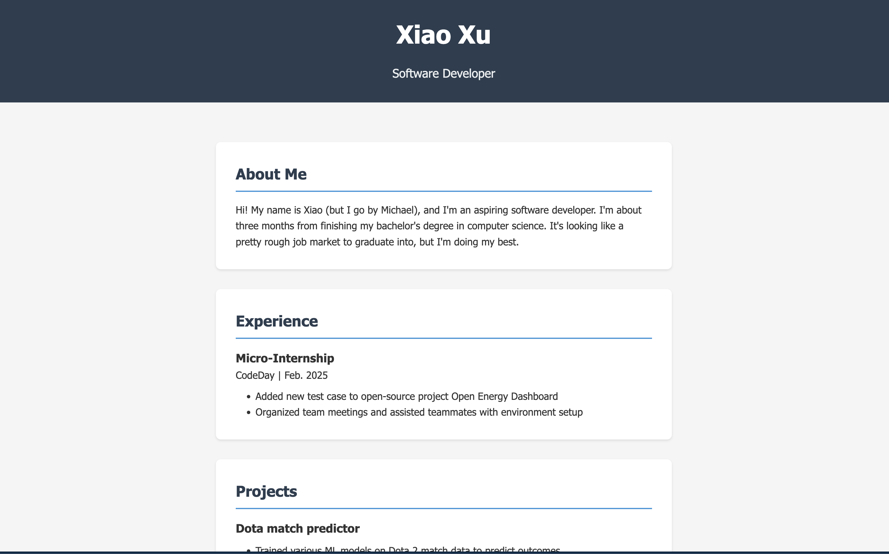 Image of my old website